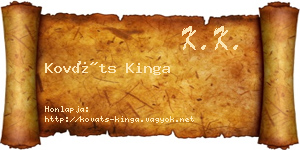 Kováts Kinga névjegykártya